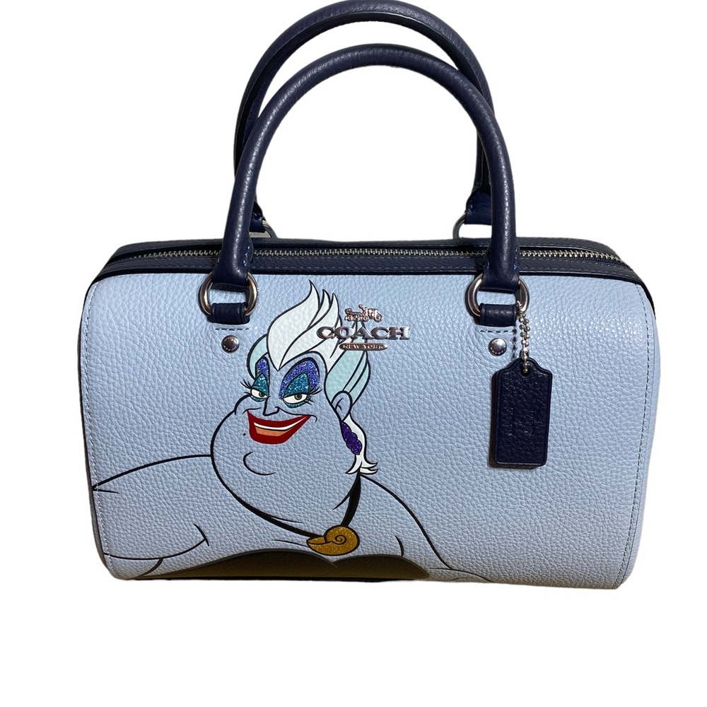 Disney X Coach Rowan Satchel with Ursula Motif Ice Blue Multi NWT - Picture 9 of 9